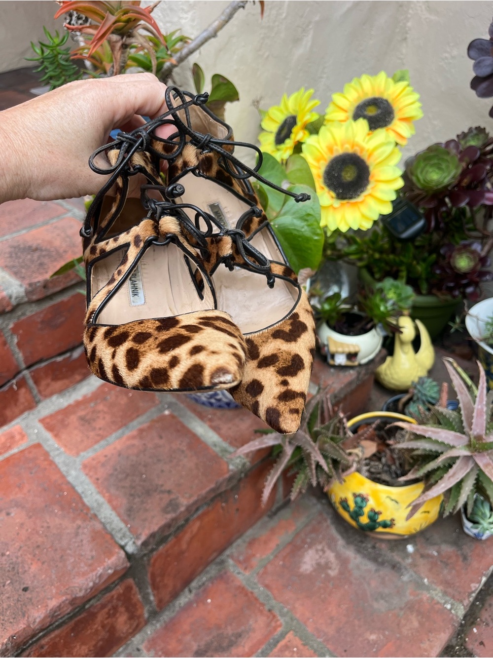 2 pairs, Prada silver black wedges and Manolo Blahnik pony hair tie pumps - Picture 11 of 11